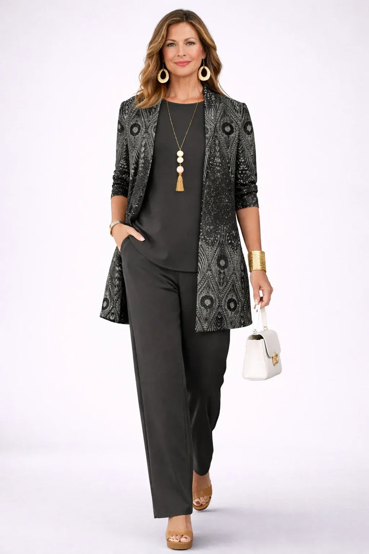 Selene | Completo 3 Pezzi Paisley Nero e Argento