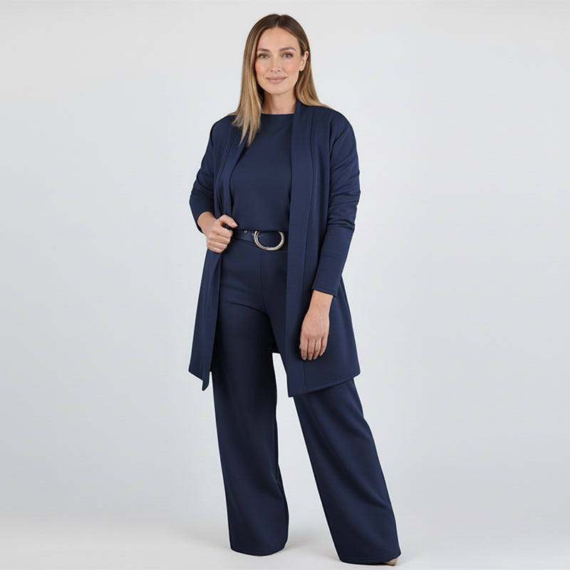 Cleofe | Completo 3 Pezzi con Cardigan Lungo, Top e Pantaloni