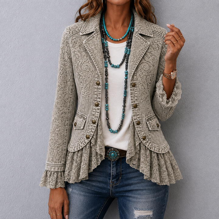 Tersilla | Giacca Paisley Goffrato con Pizzo