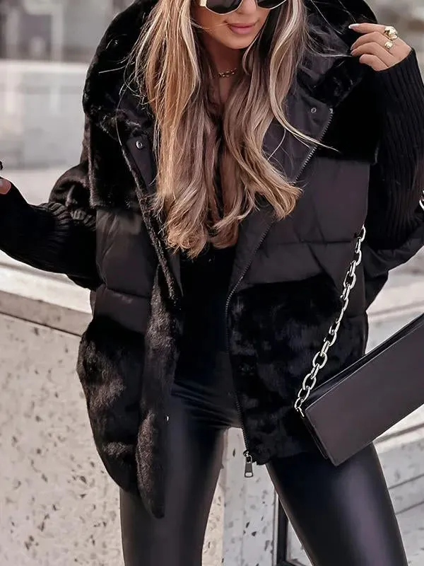 Nadia | Piumino Oversize con Inserti Effetto Pelliccia