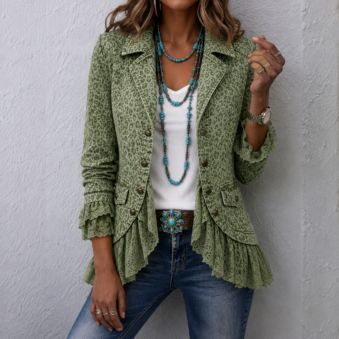 Pimpinella | Giacca Stampa Vintage con Pizzo