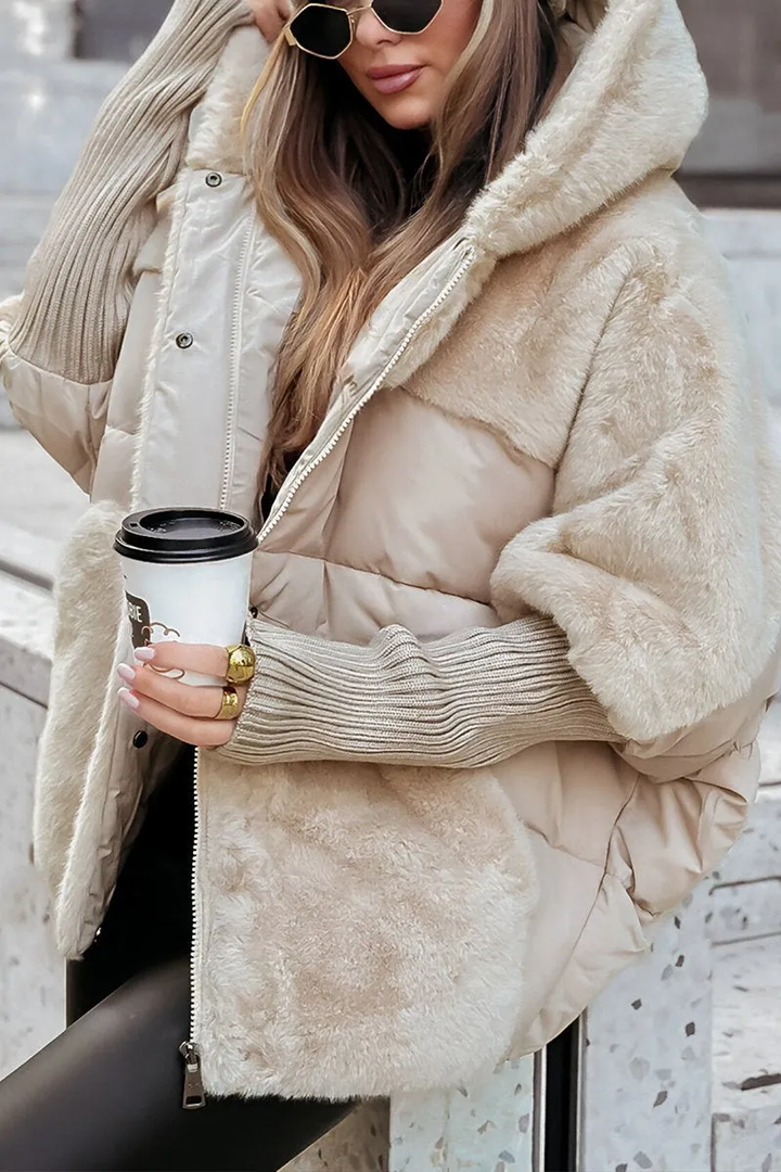 Nadia | Piumino Oversize con Inserti Effetto Pelliccia