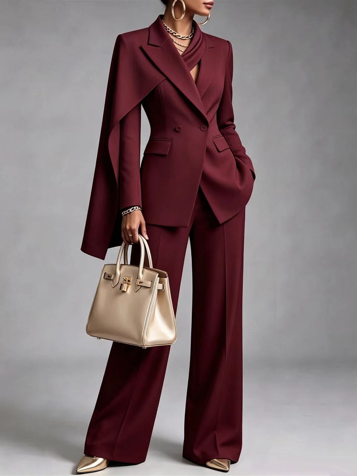 Nicoletta | Completo Blazer con Mantella Asimmetrica e Pantaloni