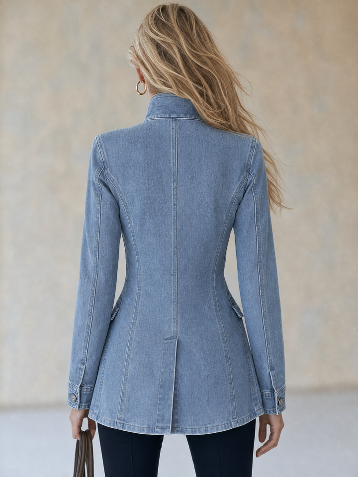 Marianna | Giacca in Jeans Stile Militare con Doppia Fila di Bottoni