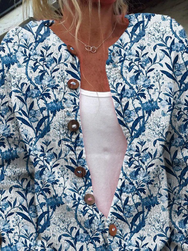 Tiverina | Cardigan Floreale Blu