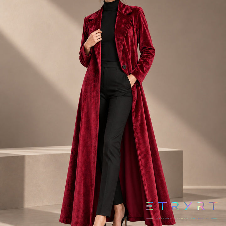 Domitilla | Cappotto Maxi in Velluto Aperto