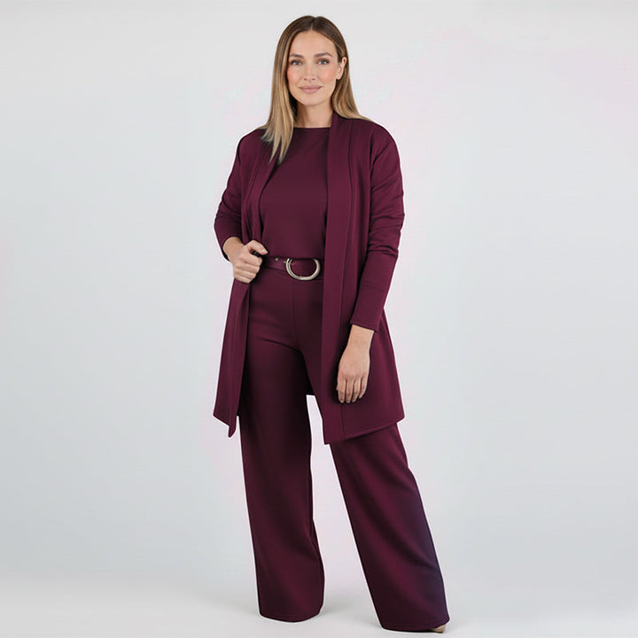 Cleofe | Completo 3 Pezzi con Cardigan Lungo, Top e Pantaloni