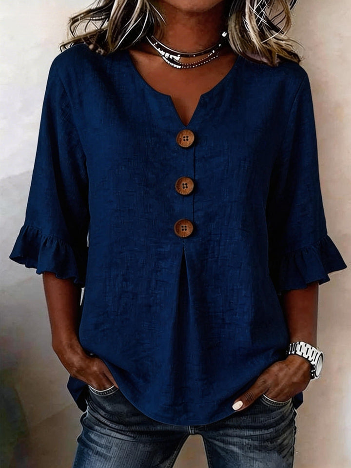 Ersilia | Blusa in Lino con Maniche a Balze