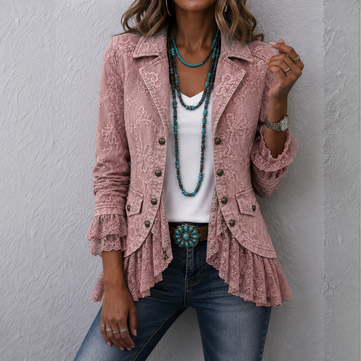 Porzia | Giacca Ricamata con Pizzo
