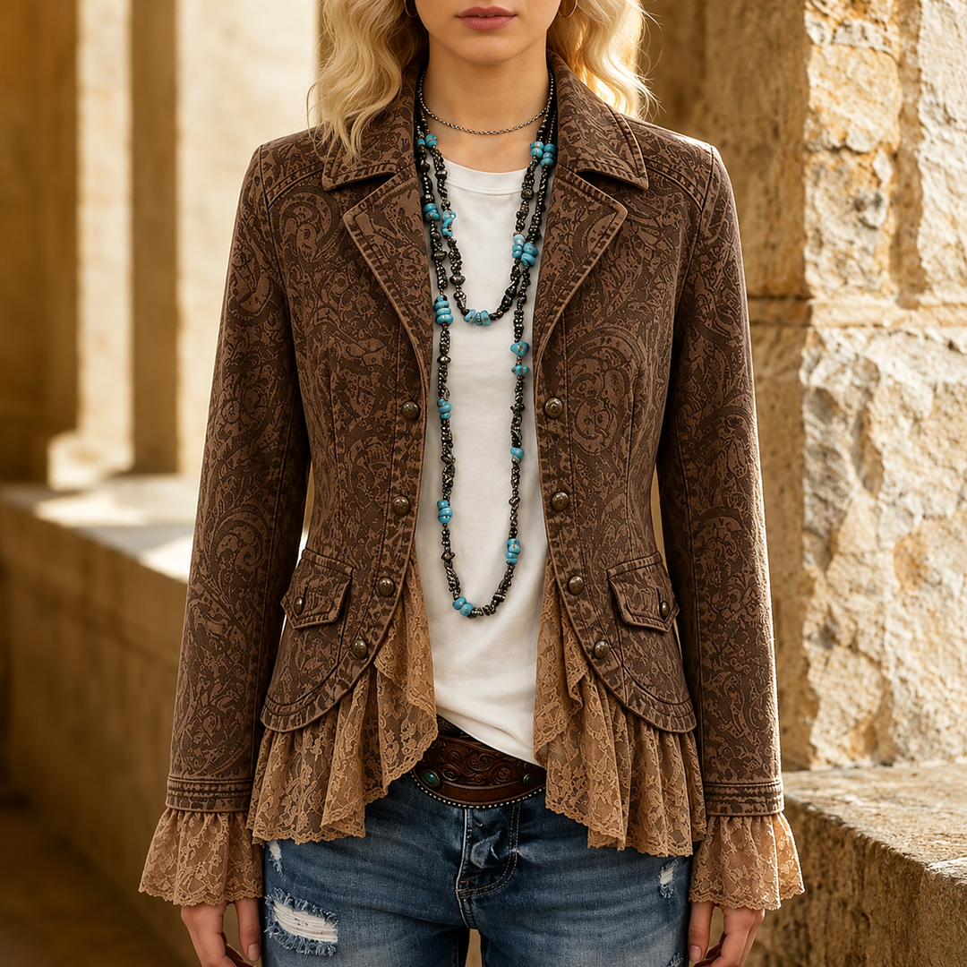 Corvina | Giacca Paisley Goffrato con Pizzo