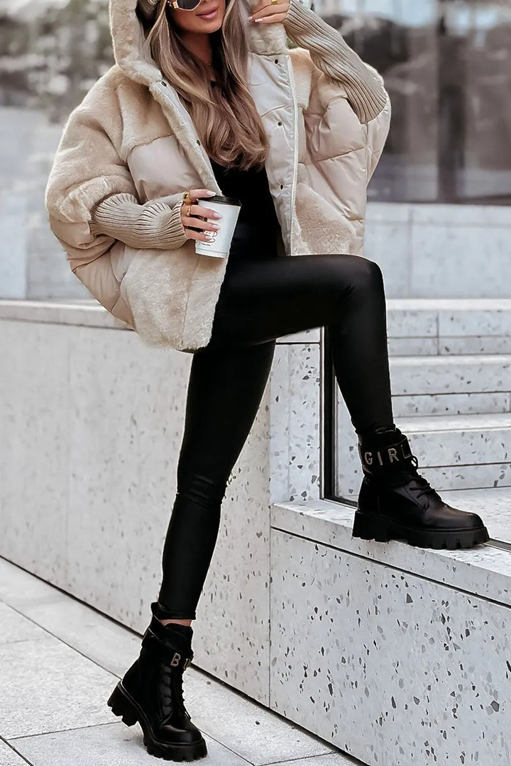 Nadia | Piumino Oversize con Inserti Effetto Pelliccia