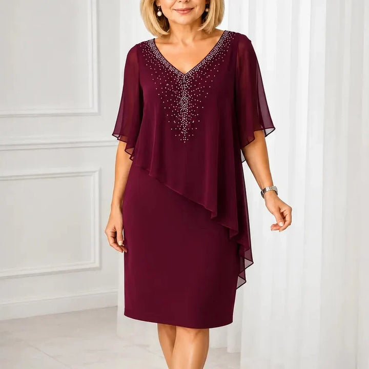 Fulvia | Abito Elegante con Sopravveste Drappeggiata