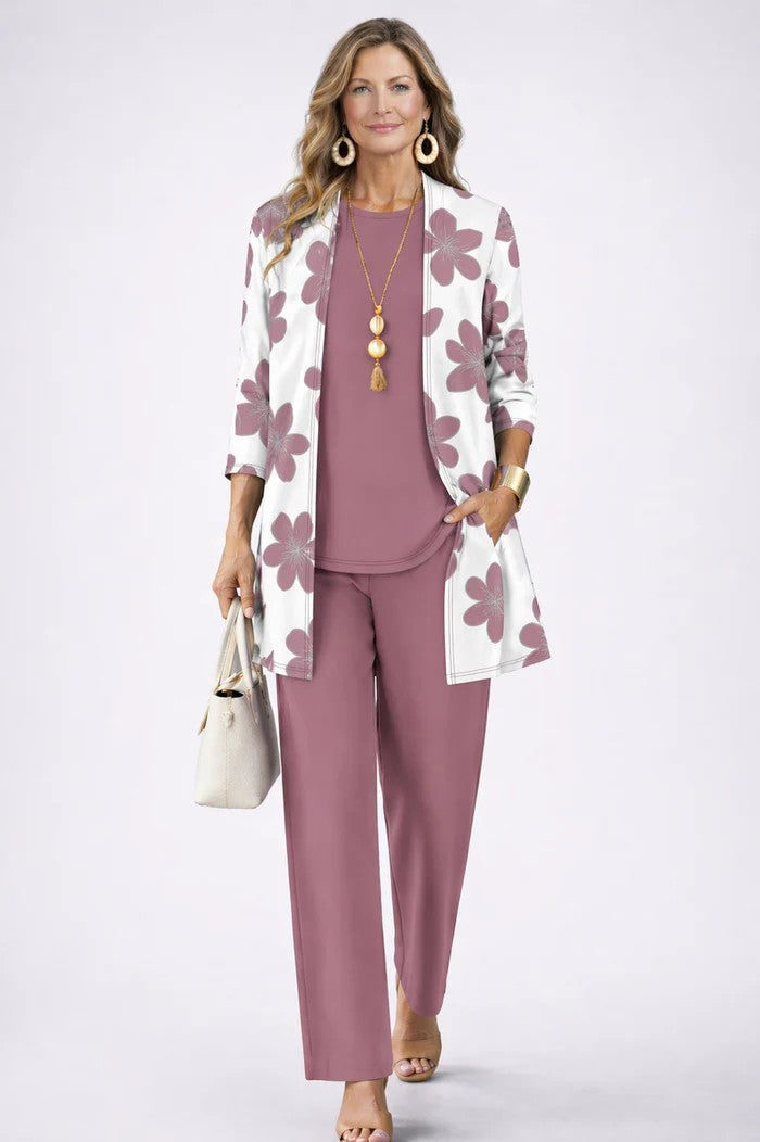 Bianca | Completo 3 Pezzi Cardigan Stampato