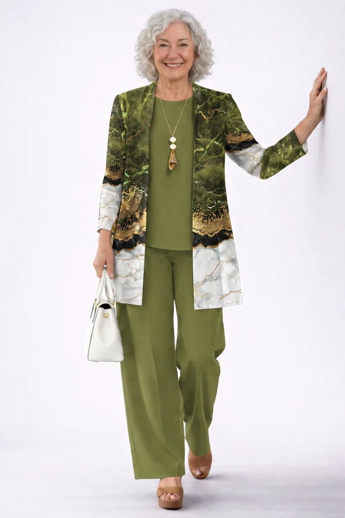 Bianca | Completo 3 Pezzi Cardigan Stampato