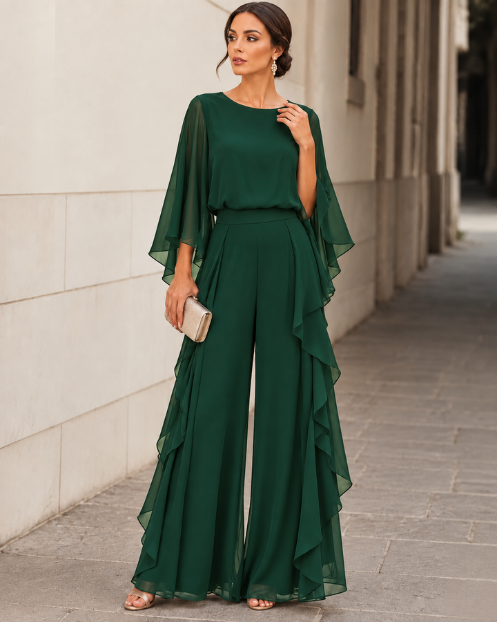 Leonilde | Completo Top a Mantella e Gonna con Balze