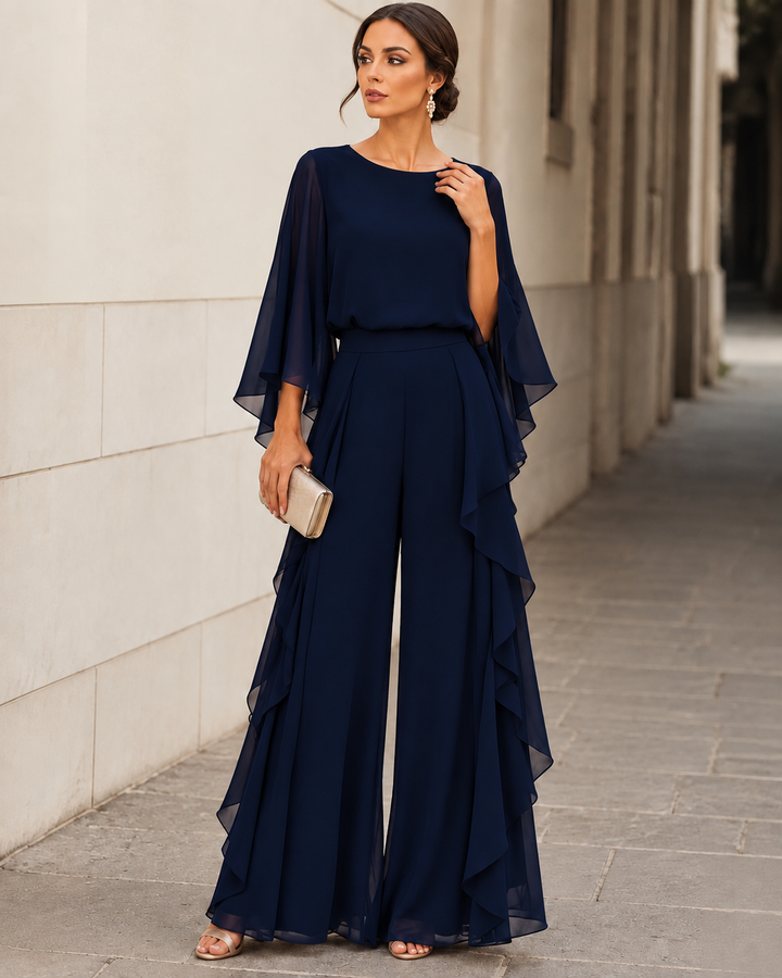 Leonilde | Completo Top a Mantella e Gonna con Balze