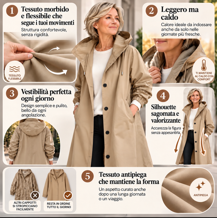 Ermellina | Trench Lungo con Cappuccio