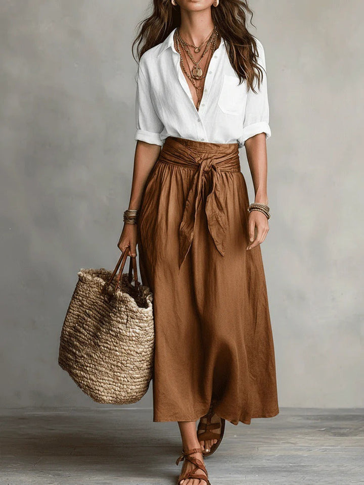 Salvia | Completo Camicia e Gonna Midi