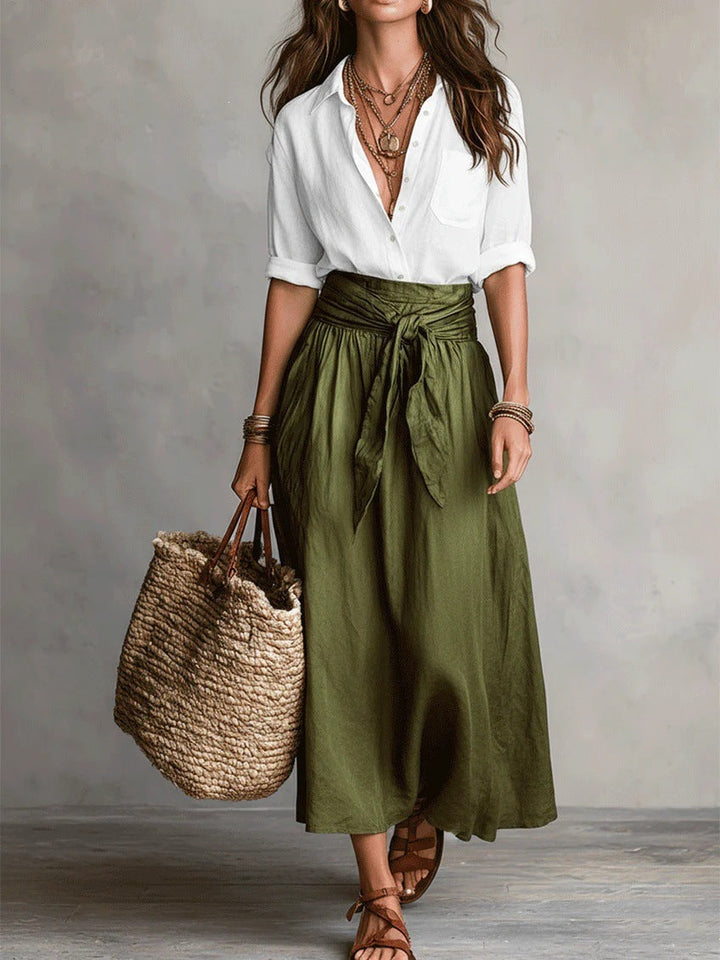 Salvia | Completo Camicia e Gonna Midi
