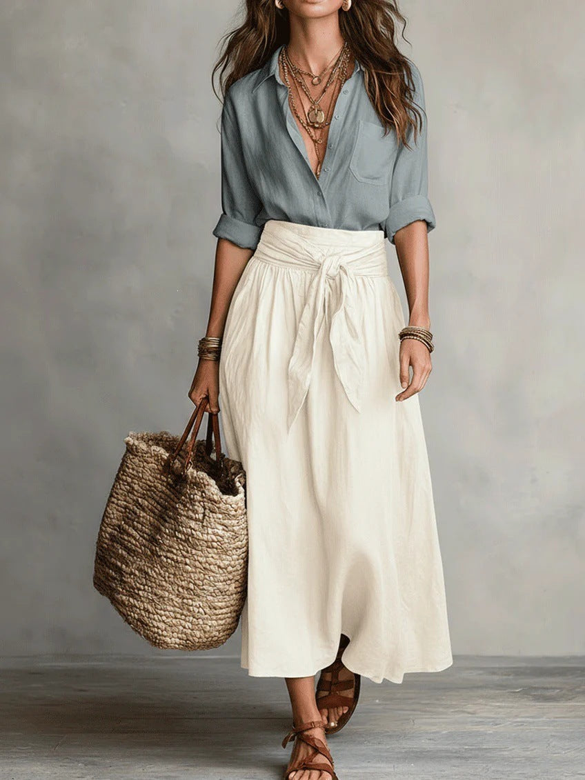 Salvia | Completo Camicia e Gonna Midi