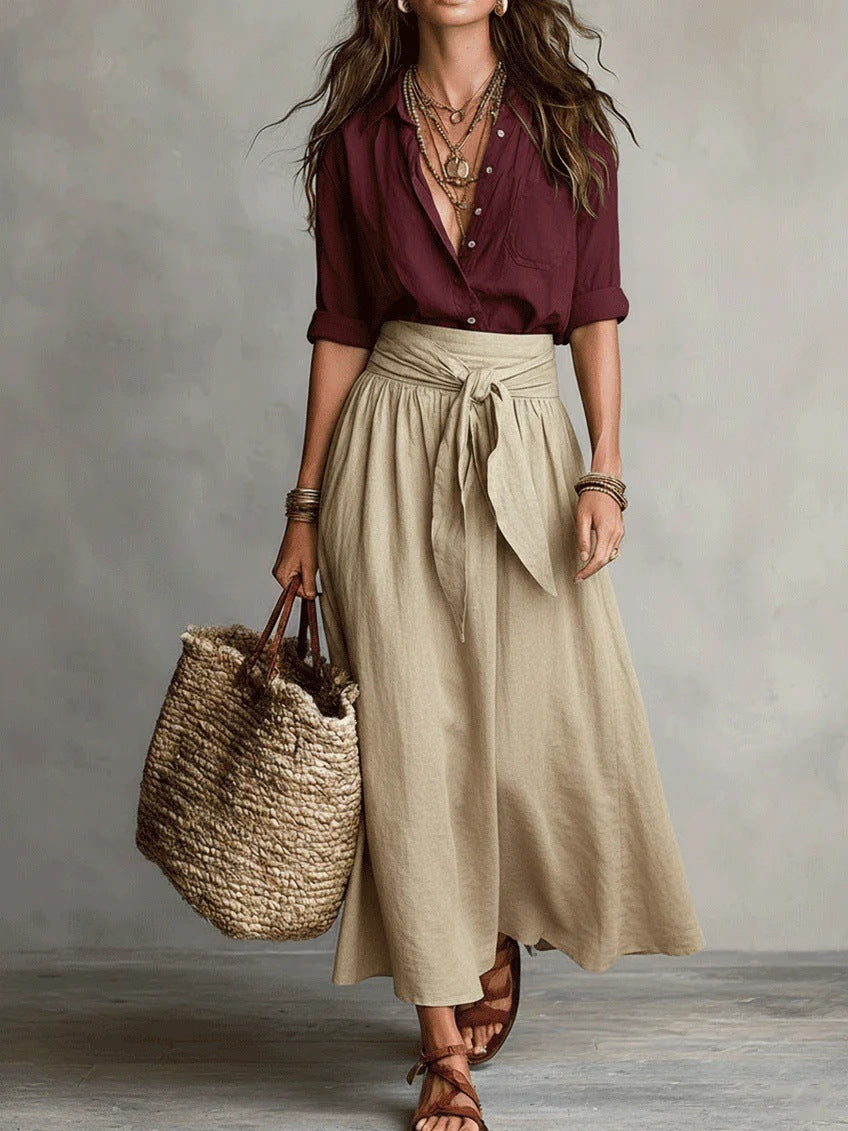 Salvia | Completo Camicia e Gonna Midi