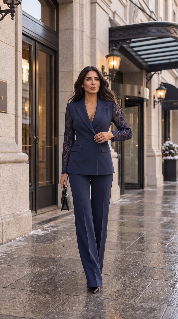 Maurizia | Completo Blazer e Pantaloni a Gamba Larga