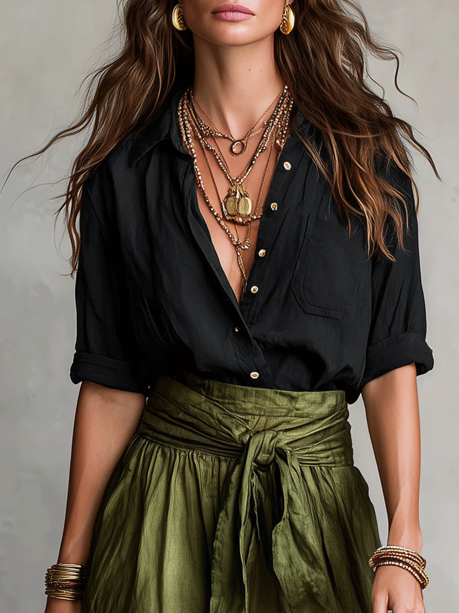 Salvia | Completo Camicia e Gonna Midi