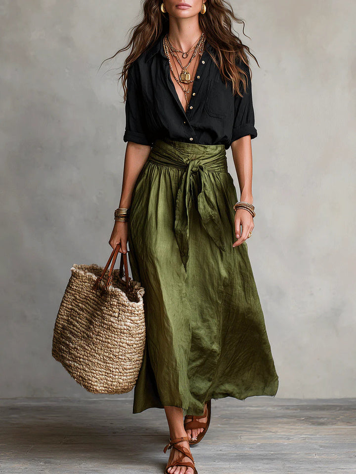 Salvia | Completo Camicia e Gonna Midi