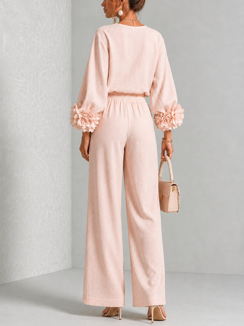 Rosetta | Completo Top con Polsini Floreali e Pantaloni