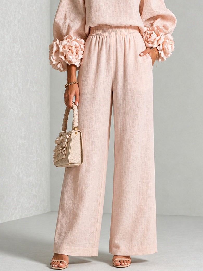 Rosetta | Completo Top con Polsini Floreali e Pantaloni