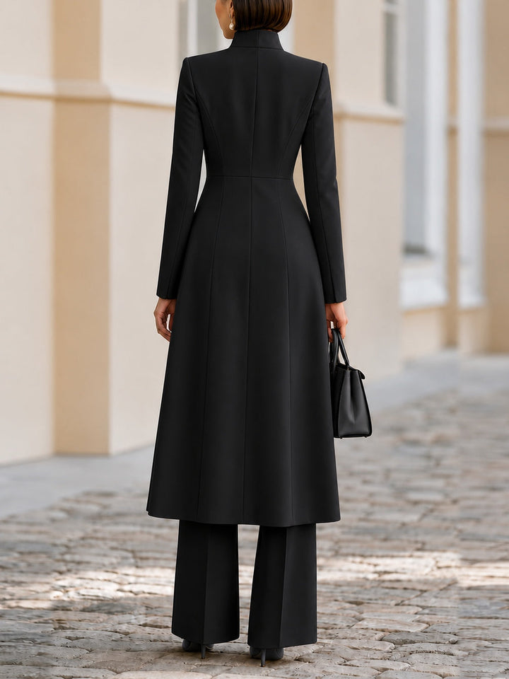 Marcellina | Completo Blazer Lungo con Collo a Listino e Pantaloni Svasati
