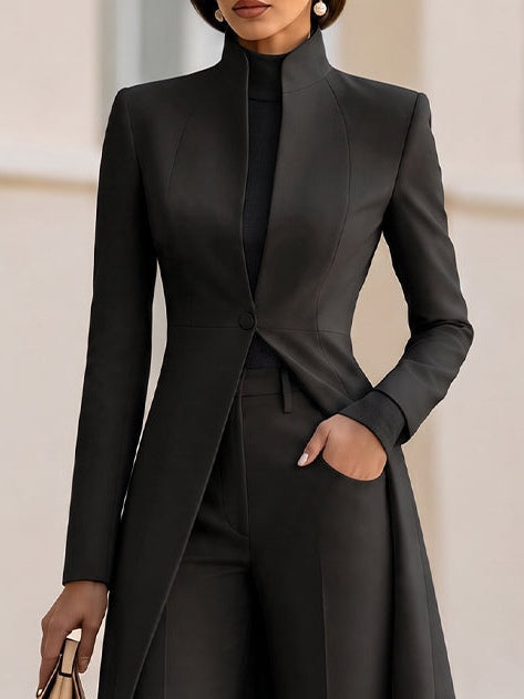 Marcellina | Completo Blazer Lungo con Collo a Listino e Pantaloni Svasati