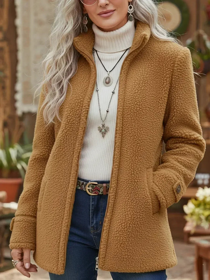 Fedora | Giacca Morbida con Zip e Collo Alto
