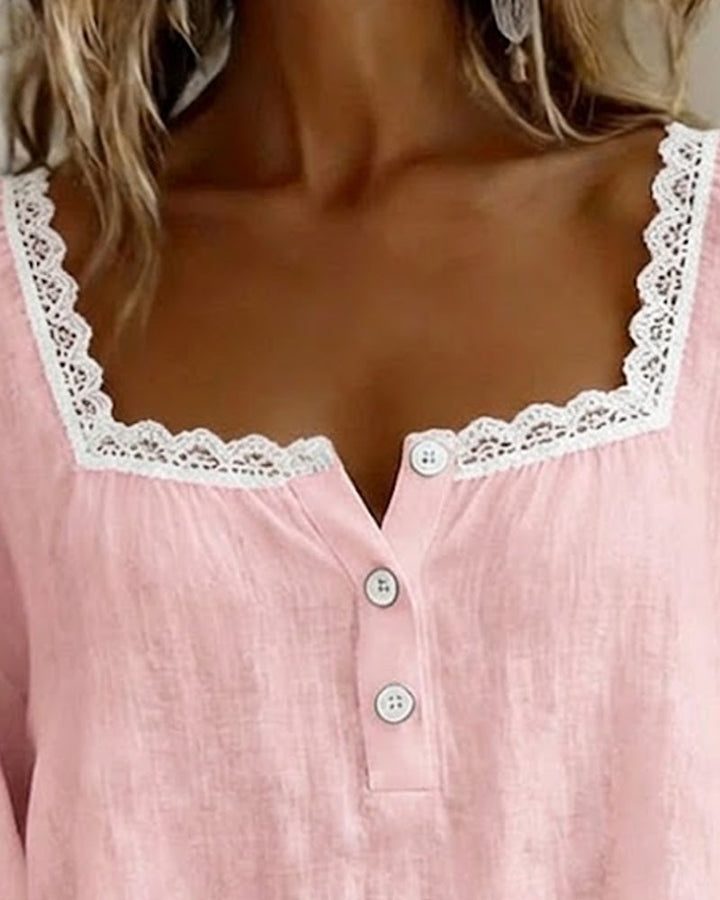 Elodietta | Blusa con Scollo Quadrato e Pizzo