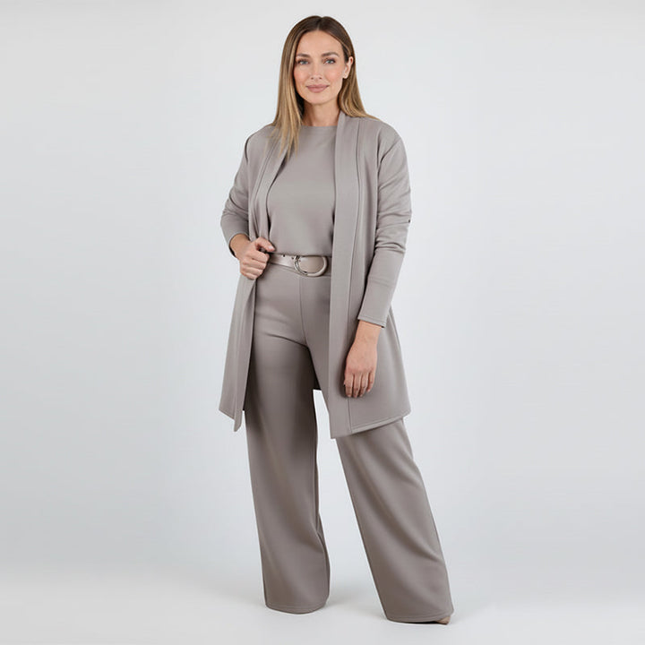 Cleofe | Completo 3 Pezzi con Cardigan Lungo, Top e Pantaloni
