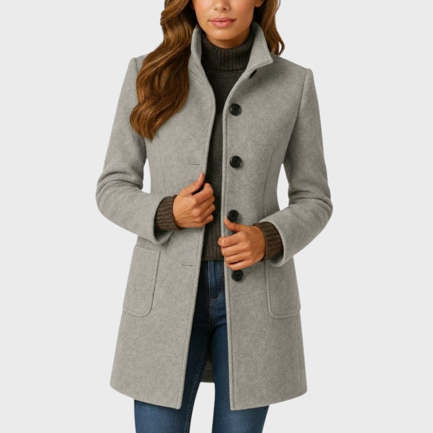 Gemma | Cappotto Elegante con Bottoni Grigio