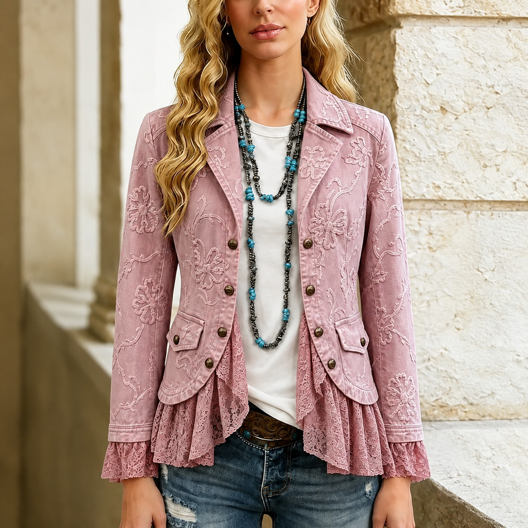 Porzia | Giacca Ricamata con Pizzo