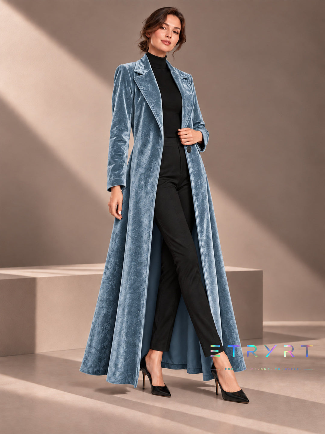 Domitilla | Cappotto Maxi in Velluto Aperto