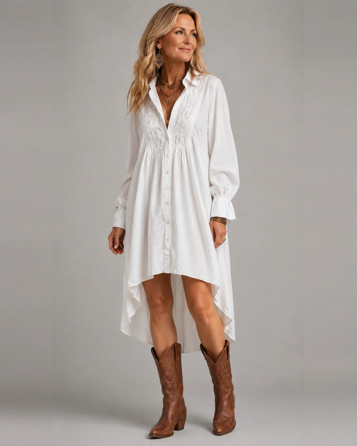 Fernanda | Abito Camicia con Dettaglio in Pizzo
