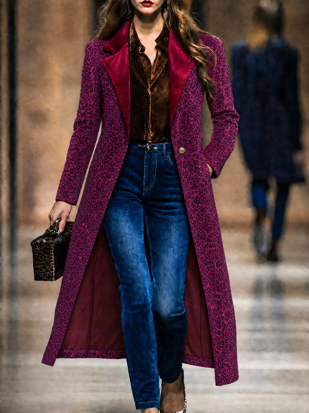 Ottilia | Cappotto Lungo Texturizzato Prugna