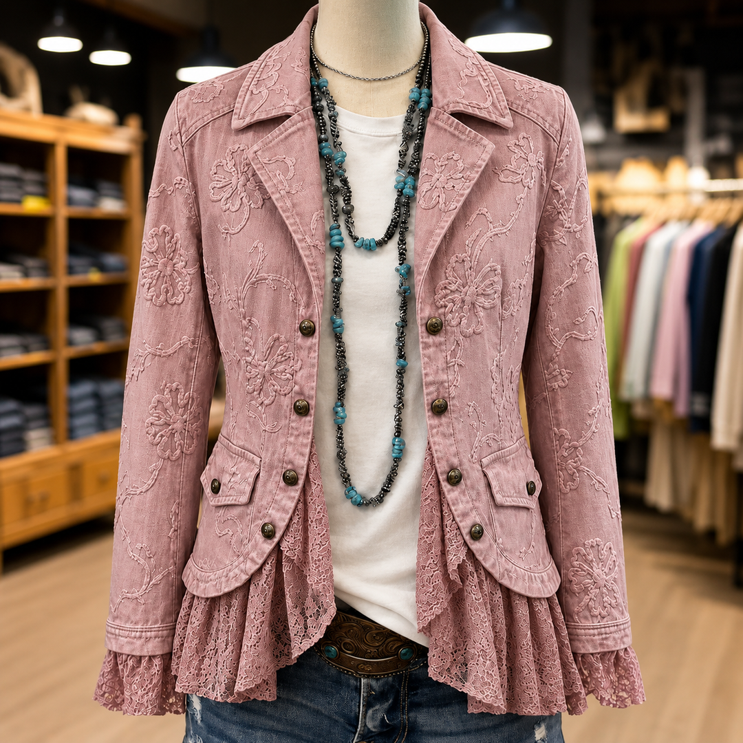 Porzia | Giacca Ricamata con Pizzo