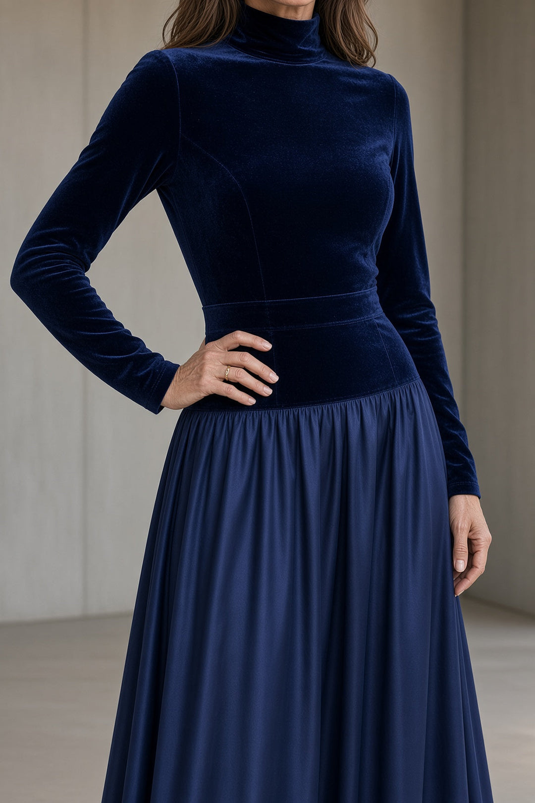 Cinzia | Abito Maxi in Velluto Collo Alto