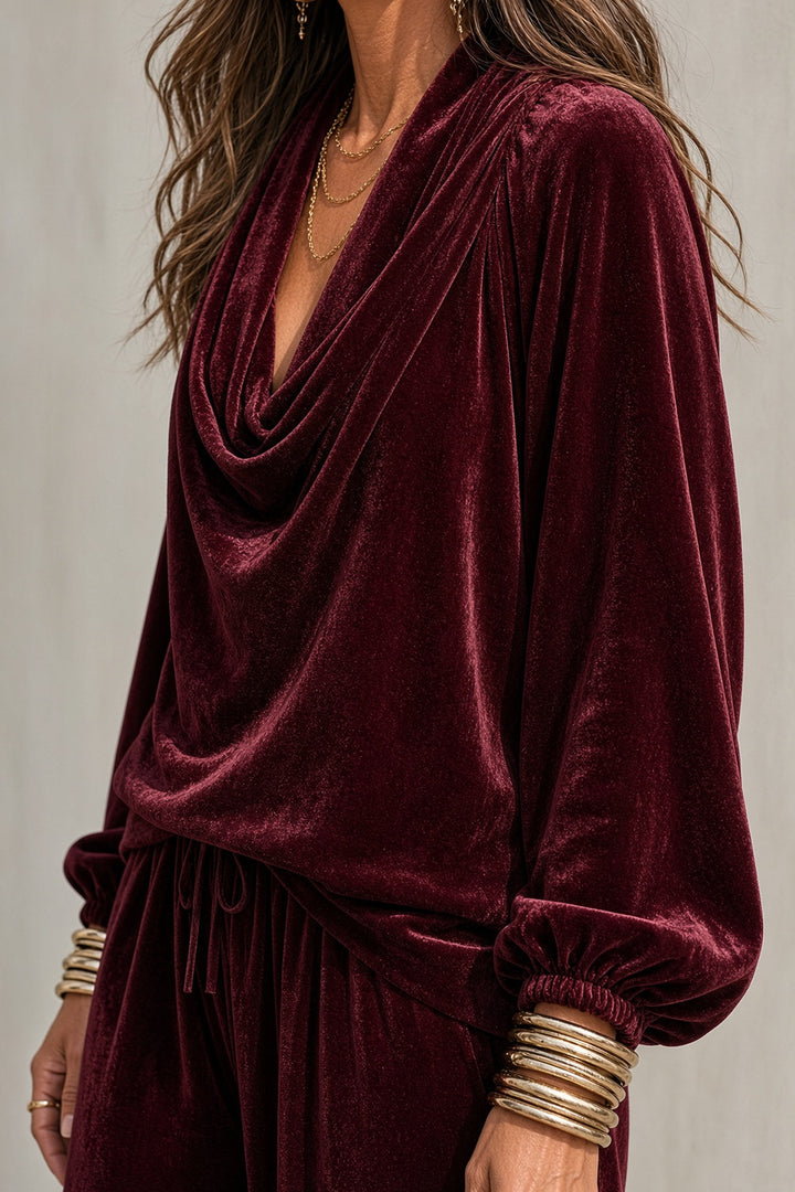 Serafina | Completo in Velluto Scollo Drappeggiato