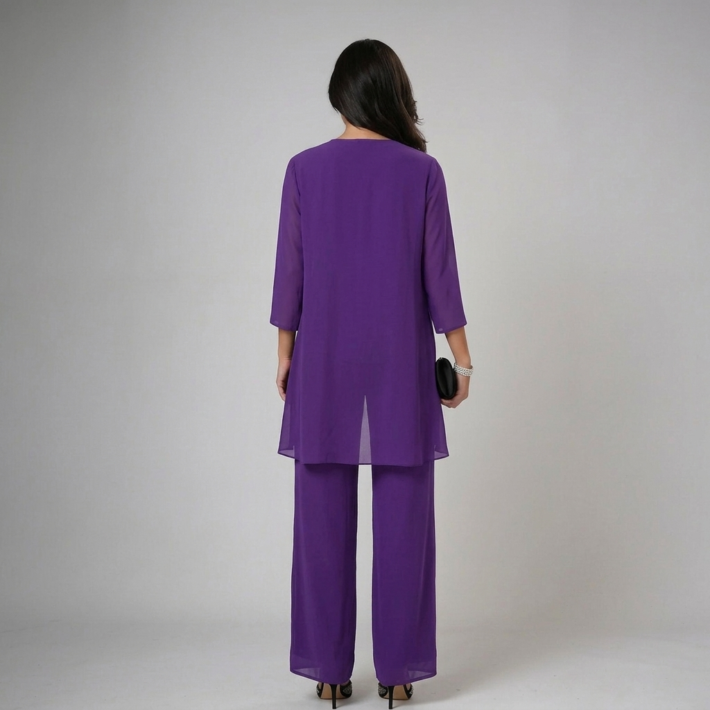 Ivana | Completo 3 Pezzi in Chiffon con Perline