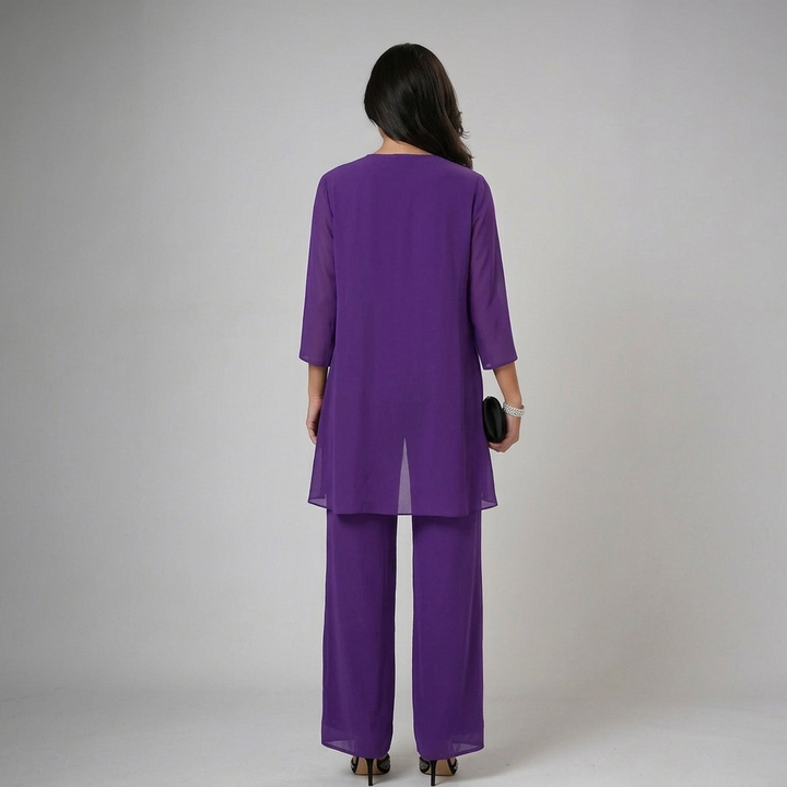 Ivana | Completo 3 Pezzi in Chiffon con Perline