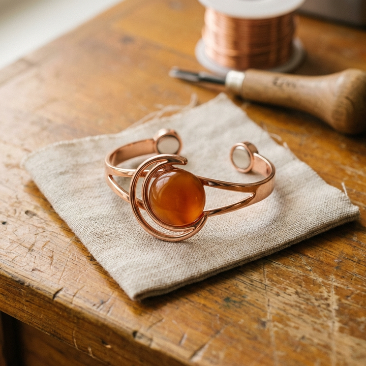 Fulvia | Bracciale in Rame Sfera Arancione