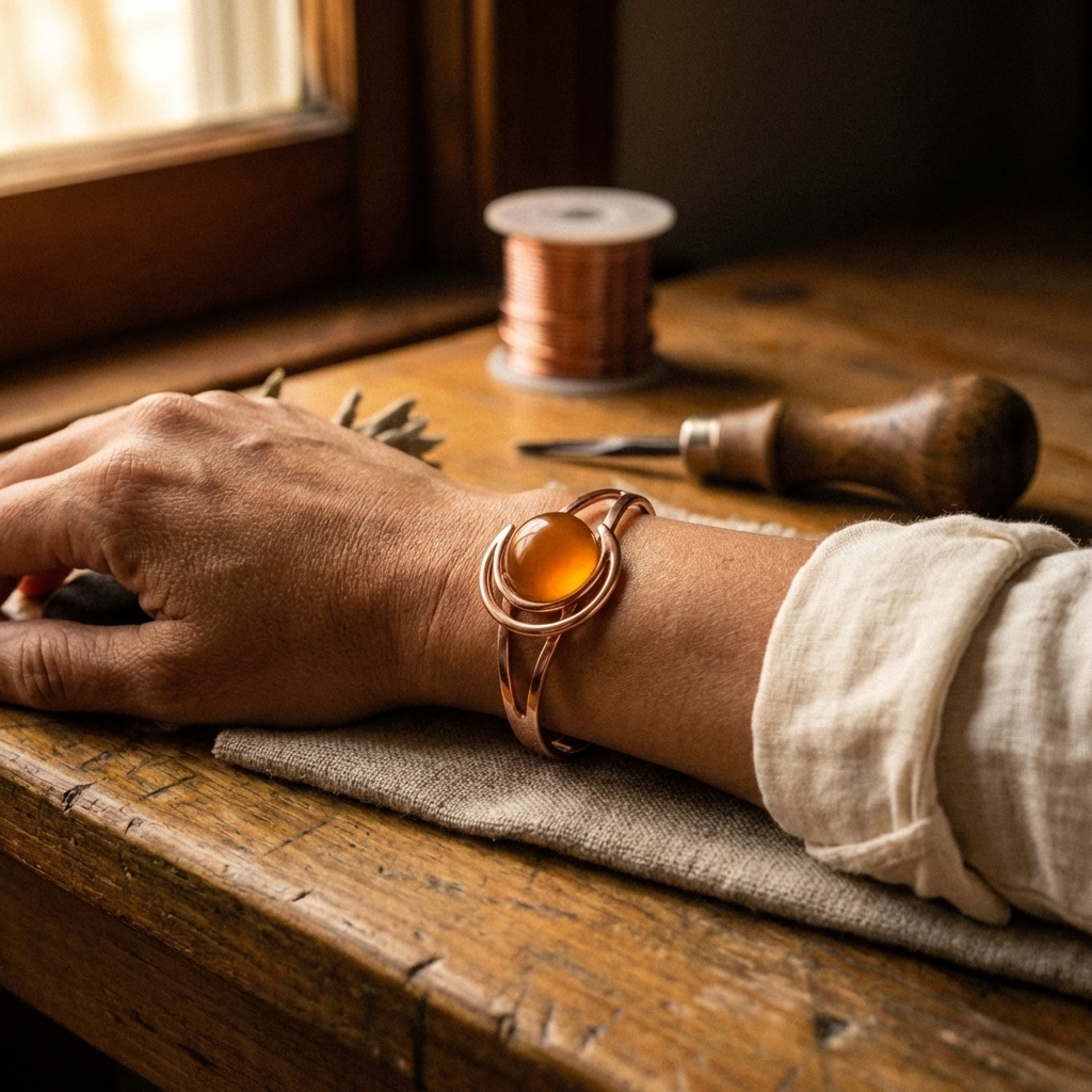 Fulvia | Bracciale in Rame Sfera Arancione
