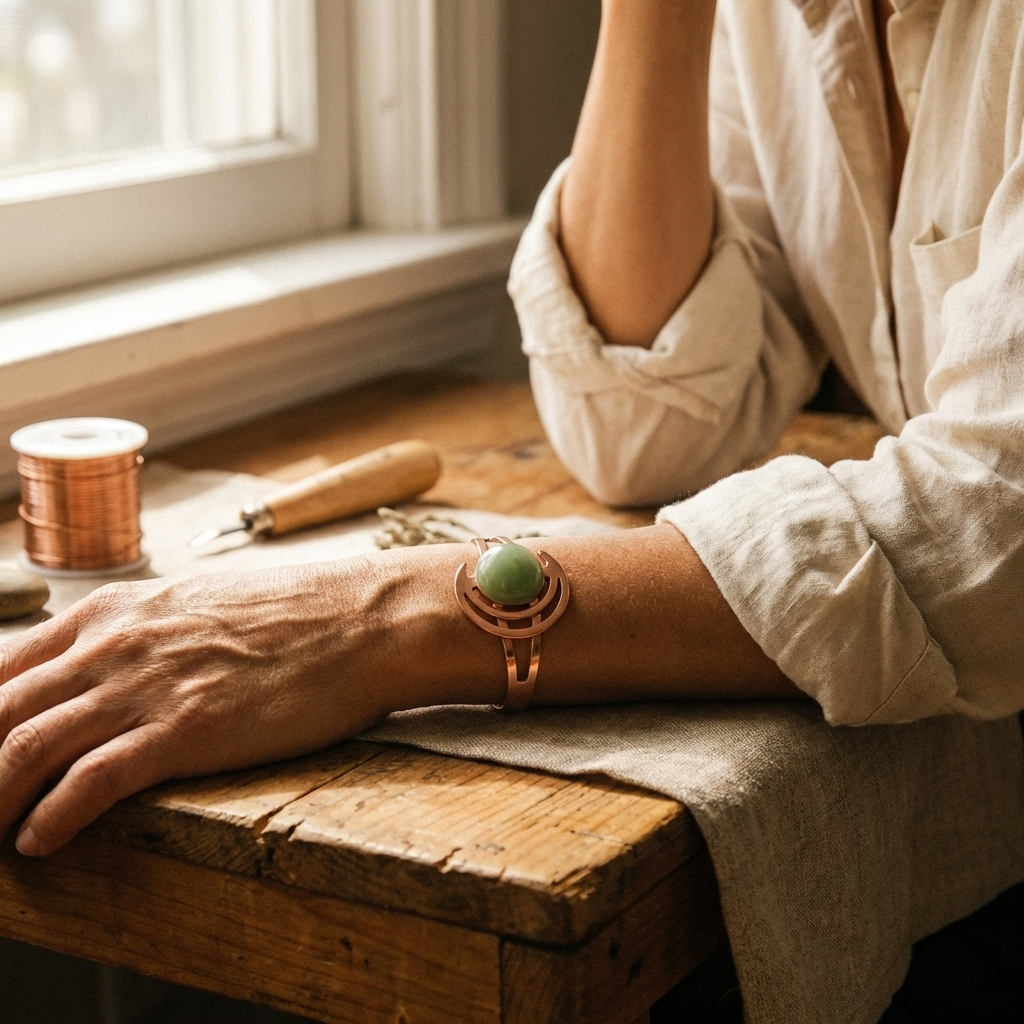 Fiorella | Bracciale in Rame Sfera Verde