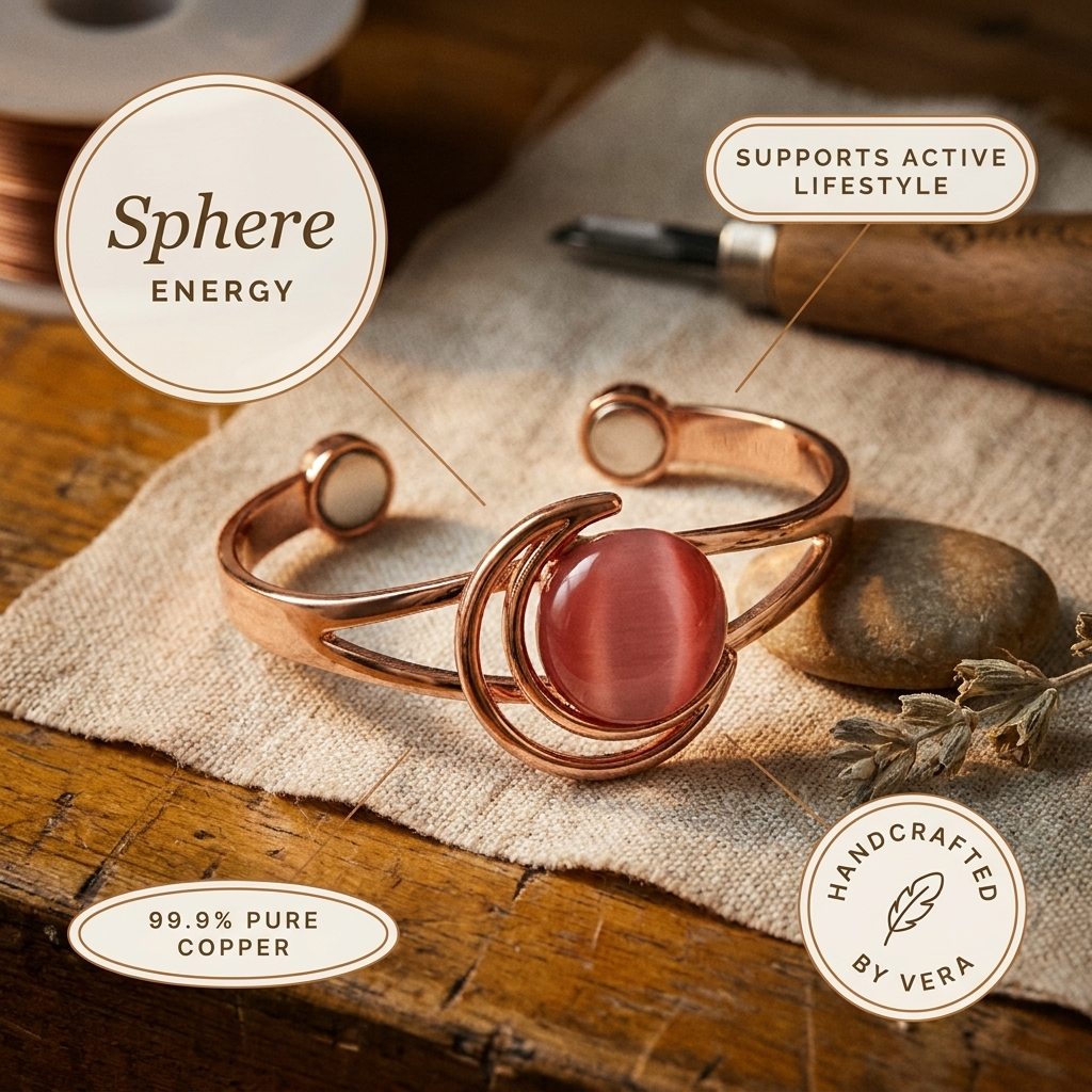 Flavia | Bracciale in Rame Sfera Rosa