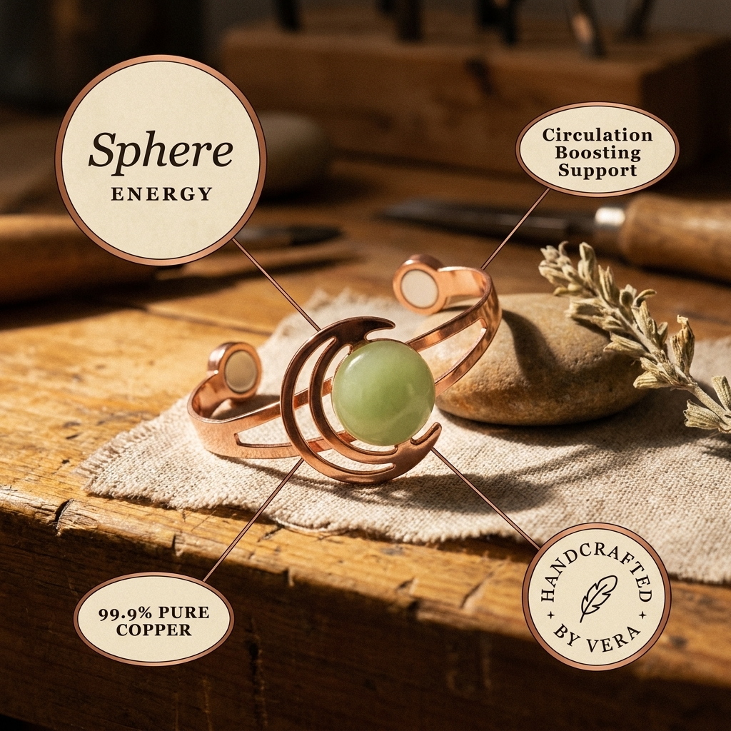 Fiorella | Bracciale in Rame Sfera Verde